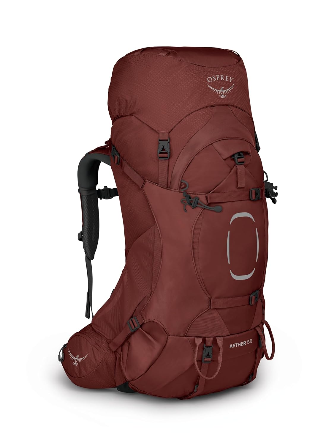 Osprey Aether 55L Men’s Backpacking Backpack, Deep Acorn Red, S/M