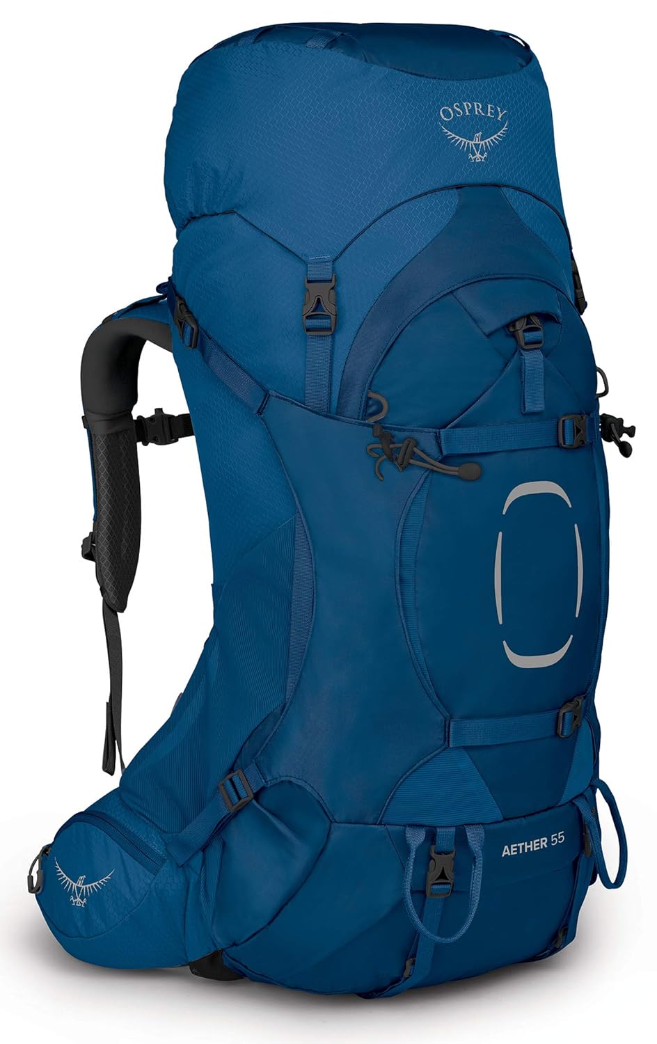 Osprey Aether 55L Men’s Backpacking Backpack, Deep Water Blue, L/XL