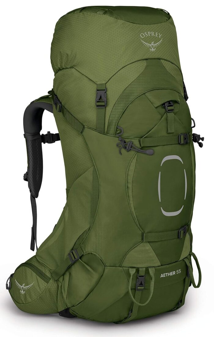 Osprey Aether 55L Men's Backpacking Backpack, Garlic Mustard Green, L/XL