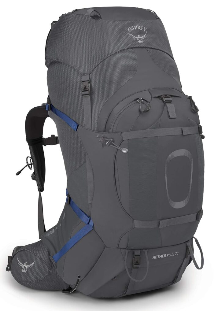 Osprey Aether Plus 70L Men's Backpacking Backpack, Eclipse Grey, S/M