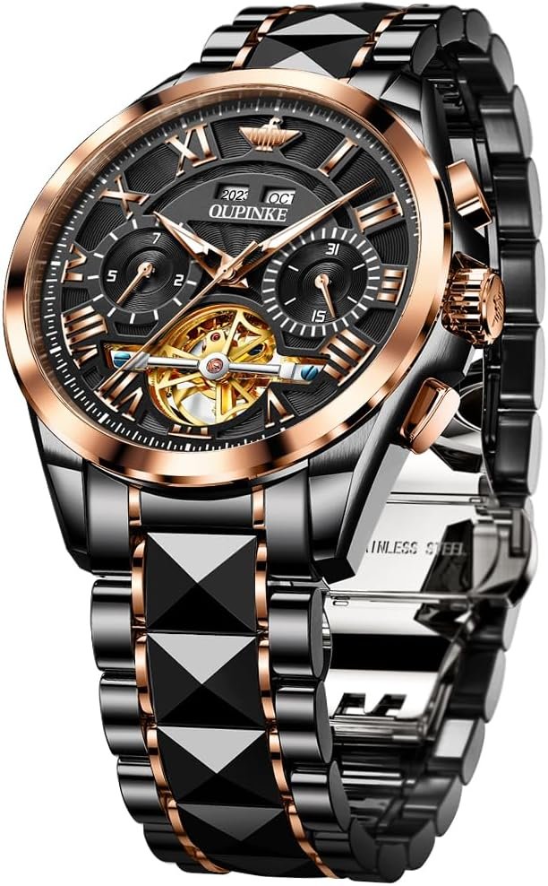 OUPINKE Watches for Men Automatic Skeleton Self Winding Dress Wrist WatchBusiness Waterproof Luminous Tungsten…