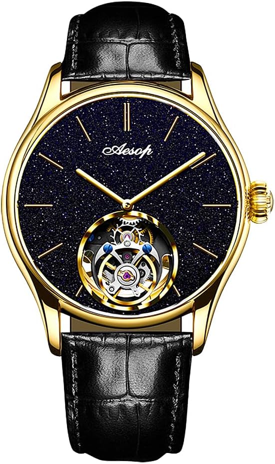 P Waterproof Tourbillon 100% Real Diamond Flying Tourbillon Skeleton Mechanical Luxury Watches Wristwatch for Men Sapphire Leather Strap with Gold