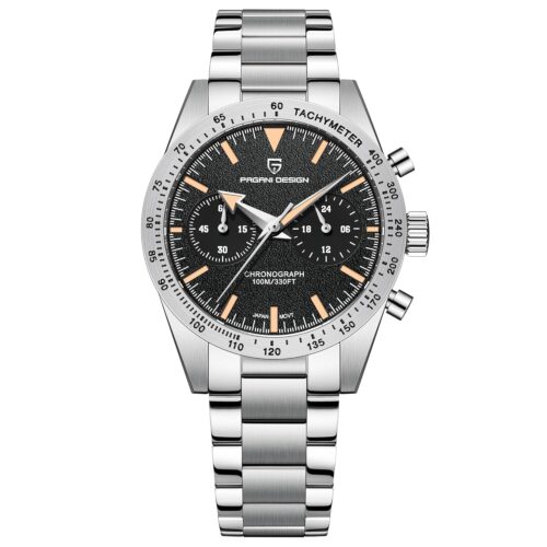 Pagani Design Fashion Men's Chronograph Watches Japanese VK64 Quartz Movement Full Stainless Steel 100M Waterproof Wide Arrow Hands Luminous Retro Sport Analog Wistwatches