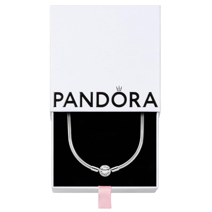 Pandora Classic Snake Chain Charm Necklace - Gift for Her - Sterling Silver with Embossed Ball Clasp Necklace - With Gift Box