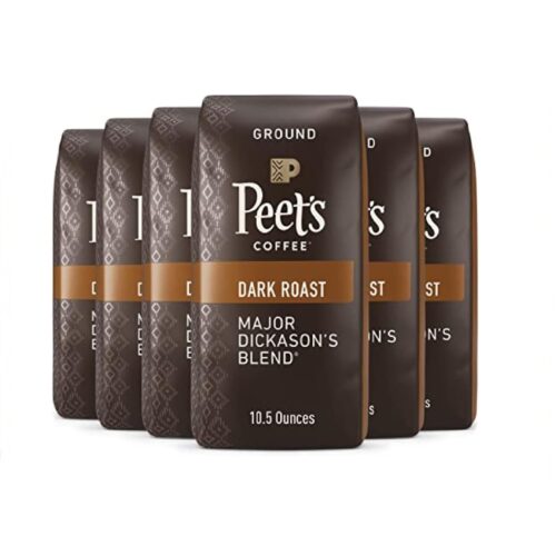 Peet's Coffee, Dark Roast Ground Coffee - Major Dickason's Blend 63 Ounces (6 Bags of 10.5 Ounces)