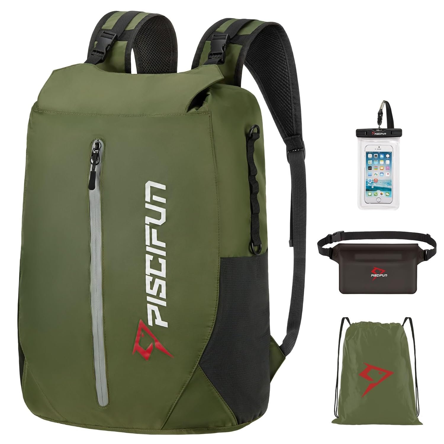 Piscifun Dry Bag Waterproof, Lightweight Dry Backpack with Waist Pouch and Phone Case for Kayaking, Boating 10L 20L 30L