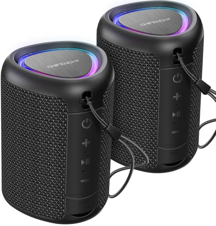 Portable Bluetooth Speaker with Lights, Powerful Crystal Clear Sound,IPX5 Waterproof, All Day Playtime, AUX&TF-Card Input, Bluetooth 5.3, TWS Paring, Small Wireless Speaker for...