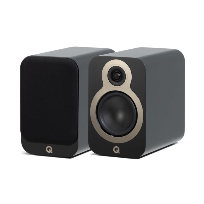 Q Acoustics 3030c Bookshelf Speakers Pair Satin Black - 2-Way Reflex Enclosure Type, 5.5" Bass Driver, 0.9" Tweeter - Stereo Speakers/Passive Speakers for Home Theater Sound System