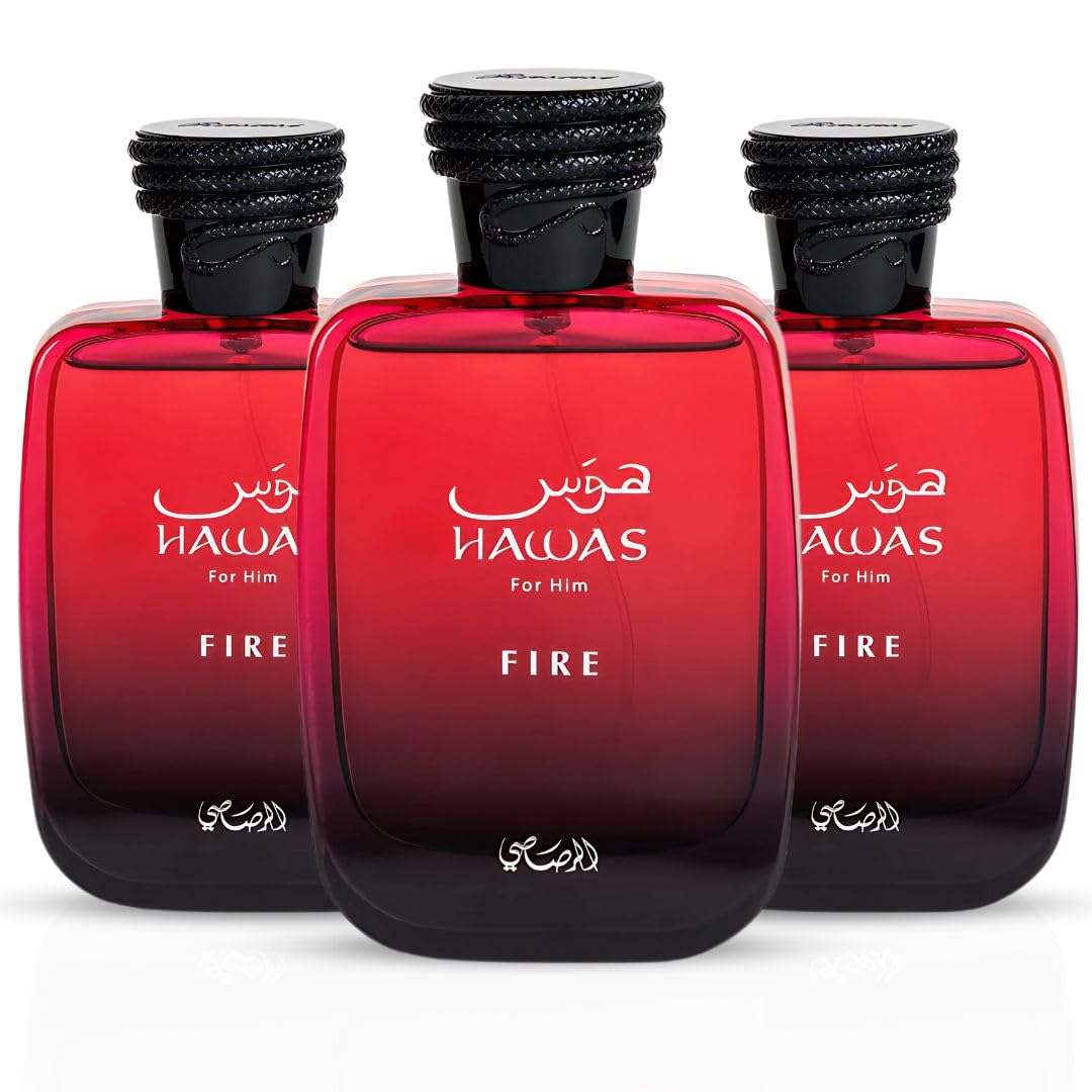 RASASI Hawas Fire For Him Eau De Parfum Spray 100ML (3.4 OZ) Ignite Your Inner Passion With A Bold And Fiery Essence & Experience A Long Lasting, Luxurious Masculine Scent….