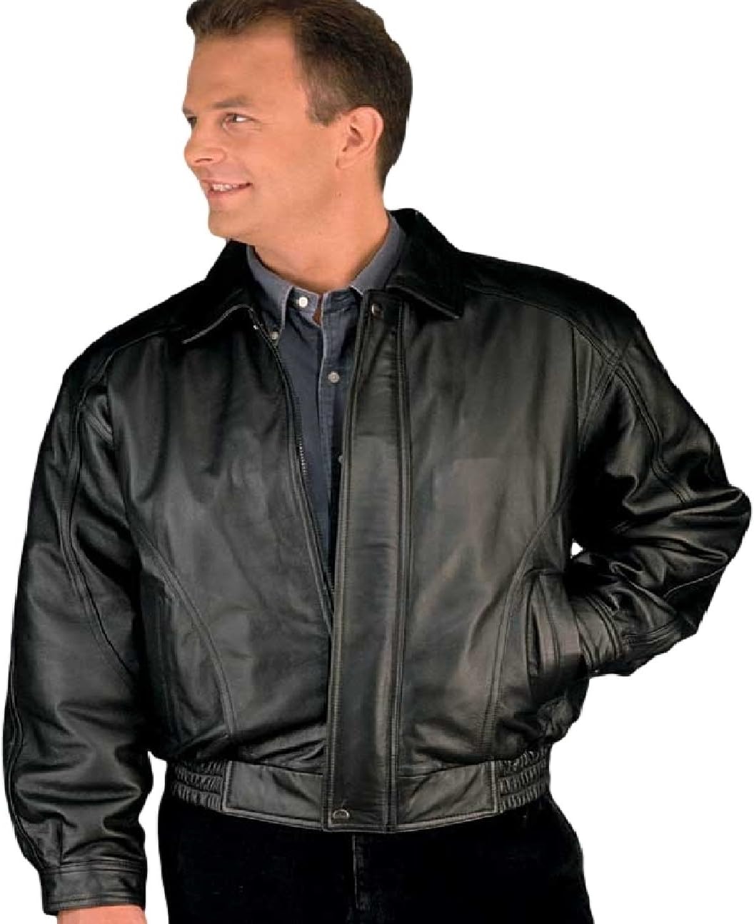 REED Men’s American Style Bomber Genuine Leather Jacket