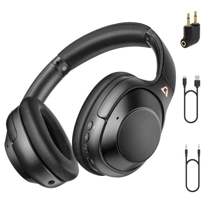 Riibox Y7Pro Hybrid Active Noise Cancelling Headphones, LDAC Hi-Res Audio, 75H Playtime, Deep Bass, Comfort Fit & Foldable Wireless Over-Ear Bluetooth Headphones for Home Office...