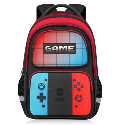 School Backpack for Boys - HFHTDC Gamer Boys Backpack for Kids Children Teens Elementary Middle School - Students Bookbag Ages 6-18,17″ Video Game Bookbag Travel Back Pack