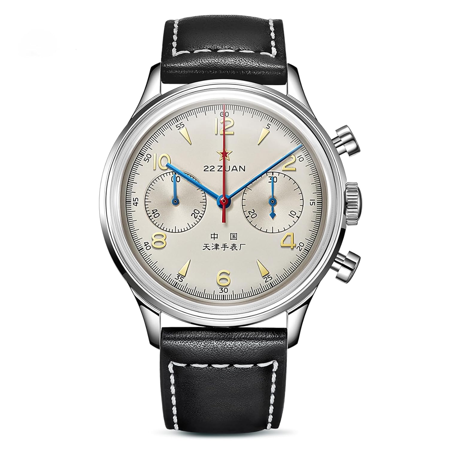 Seagull Men’s Mechanical Wristwatch 1963 Original Genuine Aviation Chronograph Pilot Mechanical Watch (Black)