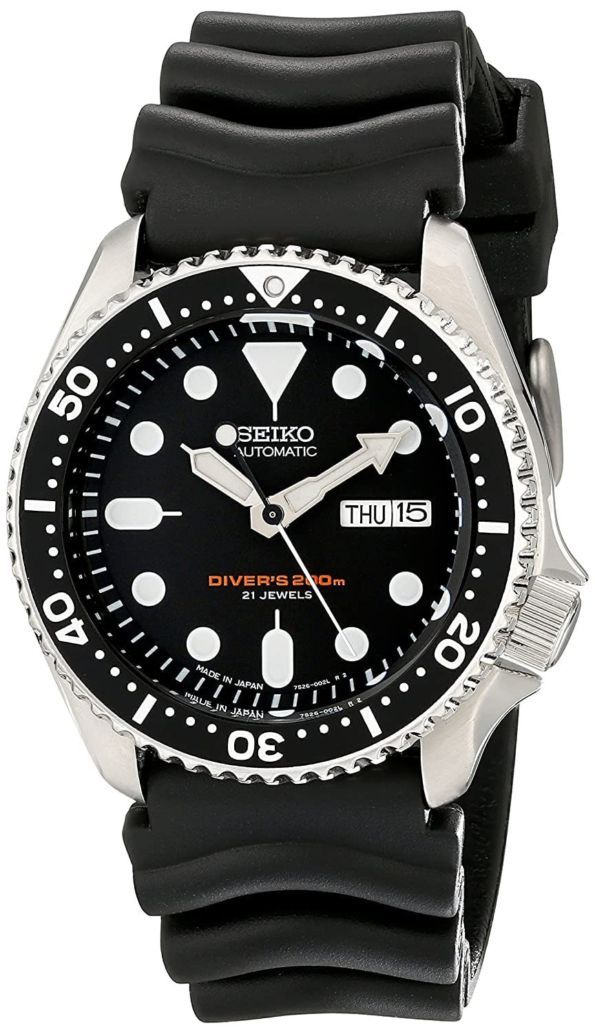 Seiko SKX007J1 Analog Japanese-Automatic Black Rubber Diver’s Watch