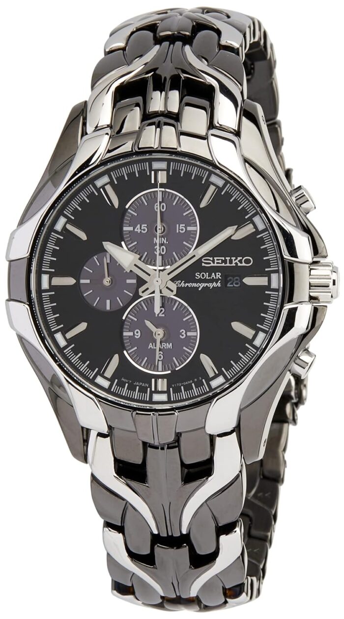 SEIKO Watch for Men - with Solar Chronograph, 6-Month Power Reserve, Date Calendar, and Water-Resistant to 100m