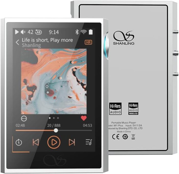 SHANLING M1 Plus M1Plus Protable Music Player MP3 ES9069Q DAC Dual SGM8262 Amplifier PCM768 DSD512 Bluetooth 5.2 LDAC WiFi DLNA Airplay Silver