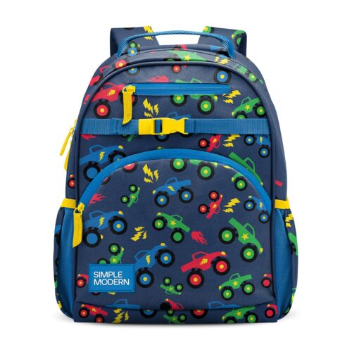 Simple Modern Medium Toddler Backpack for School Girls and Boys | Kindergarten Elementary Kids Backpack | Fletcher Collection | Kids - 15" tall | Monster Truck Rally