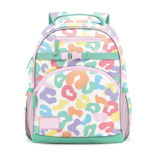 Simple Modern Medium Toddler Backpack for School Girls and Boys | Kindergarten Elementary Kids Backpack | Fletcher Collection | Kids - 15" tall | Rainbow Leopard