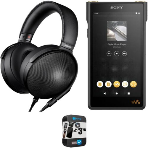 Sony MDR-Z1R Signature Closed Dynamic Hi-Res Headphones with Case (Black) NWWM1AM2 Walkman High Resolution Digital Music Player Bundle with 3 YR CPS Enhanced Protection Pack