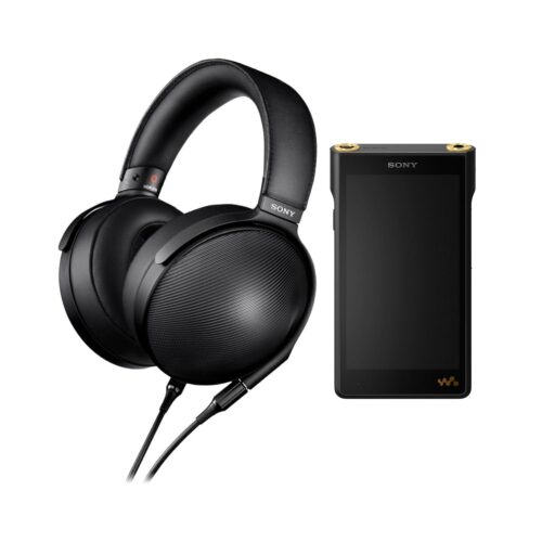 Sony MDR-Z1R Signature Series Premium Hi-Res, Enfolding Headphones with Leather Headband (Black) Bundle with NW-WM1AM2 Walkman Digital Music Player (2 Items)
