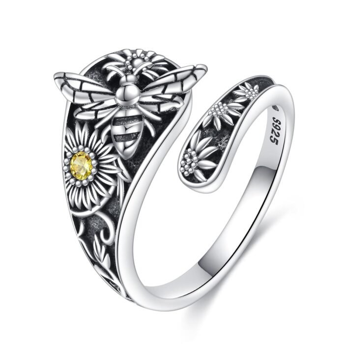 Spoon Ring 925 Sterling Silver Adjustable Vintage Ring Gemstone Jewelry Gifts for Women