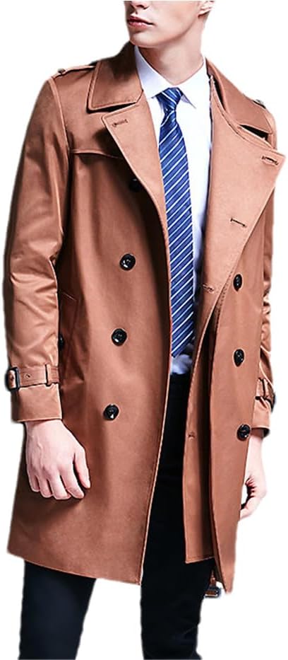 Spring Autumn Fashion Trench Coat Men’s Long Overcoat Trendy Winter Windbreaker Long Business Coat Top Pea Coat