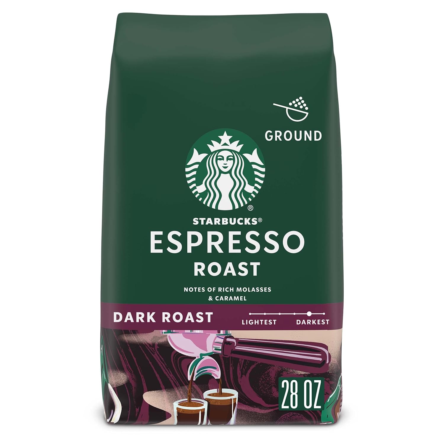 STARBUCKS® Espresso Roast – Ground Coffee 28oz (4 Bags)