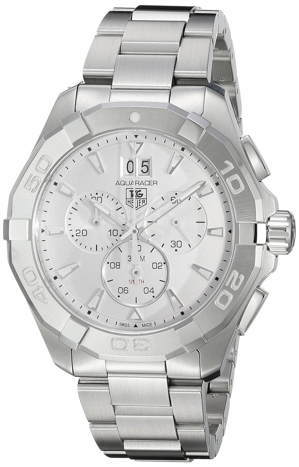 TAG Heuer Men’s ‘Aquaracer’ Swiss Quartz Stainless Steel Dress Watch, Color:Silver-Toned (Model: CAY1111.BA0927)