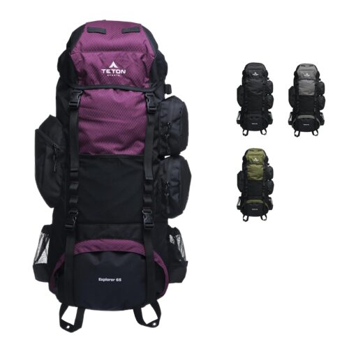 TETON 65L Explorer Internal Frame Backpack for Hiking, Camping, Backpacking, Rain Cover Included