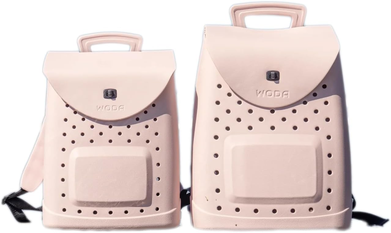 The Ultimate EVA Backpack | Washable, Lightweight and Durable | Zipper Pocket Dry Bag, For Beach, Pool, & Boat (Oyster Pink, Mini Woda Bag)