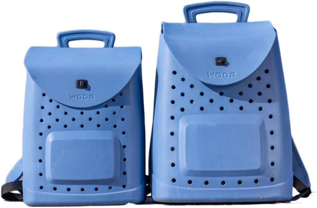 The Ultimate EVA Backpack | Washable, Lightweight and Durable | Zipper Pocket Dry Bag, For Beach, Pool, & Boat (High Tide Blue, Mini Woda Bag)