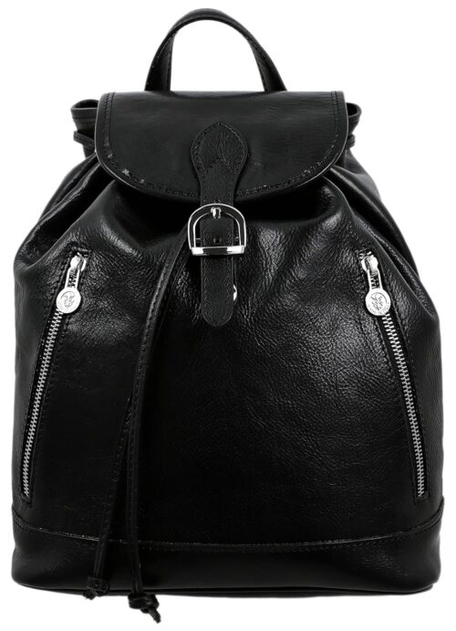 Time Resistance Ladies Leather Backpack - Small Business Casual Fashion Backpack for Women (Black)