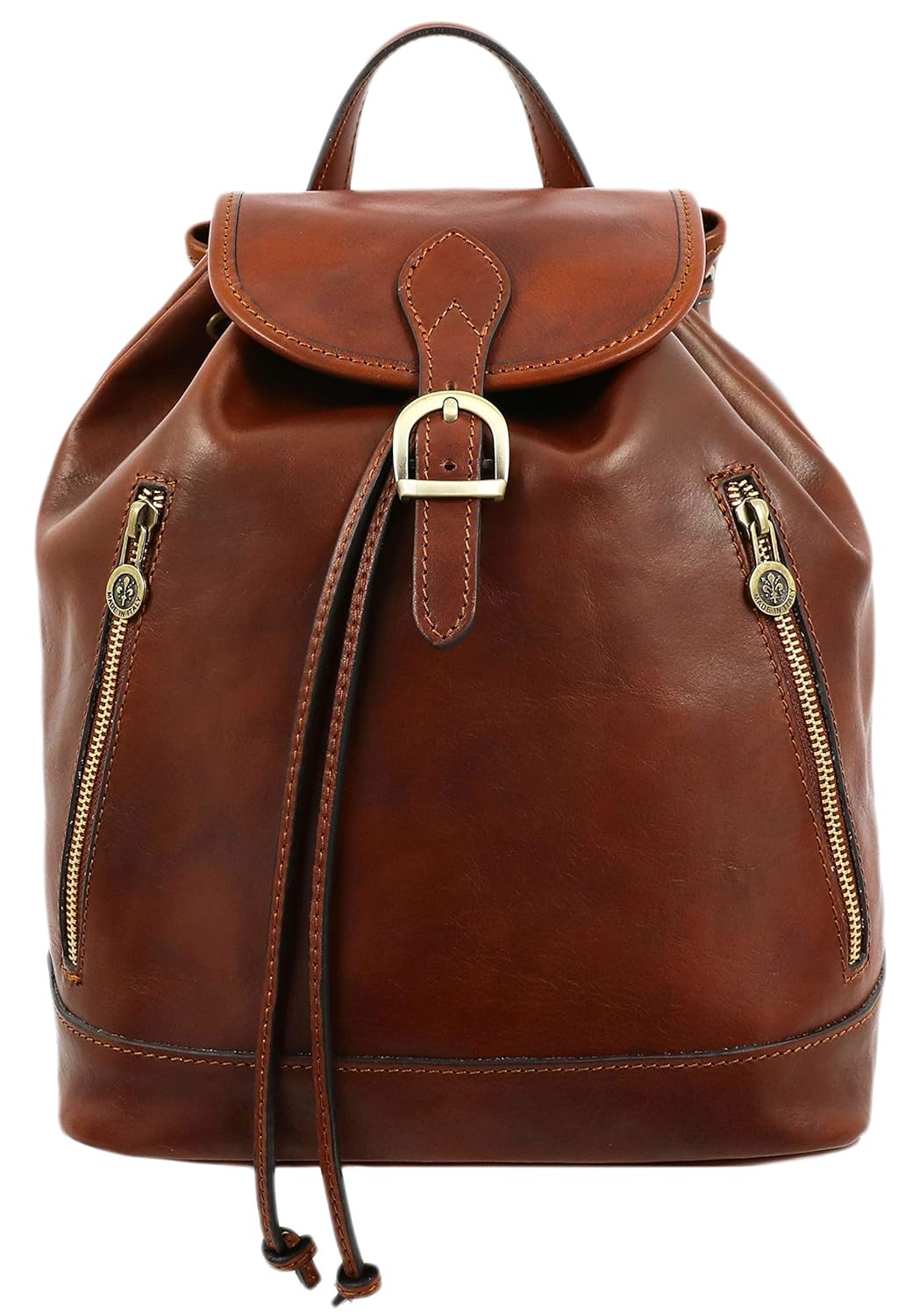 Time Resistance Ladies Leather Backpack – Small Business Casual Fashion Backpack for Women (Brown)