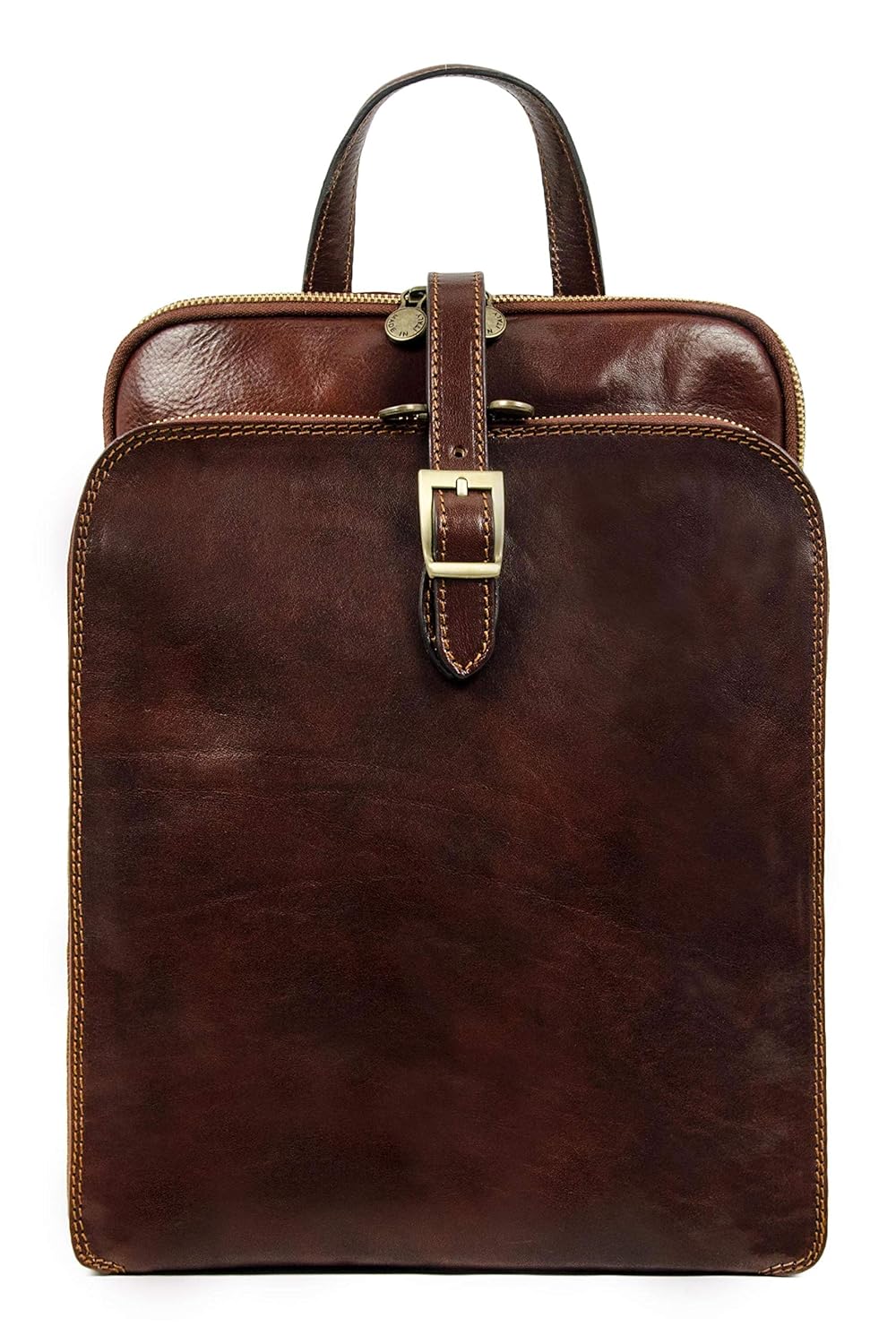 Time Resistance Leather Backpack Convertible to Shoulder Bag – Handmade For Laptops up to 12 Inches Daybag Rucksack