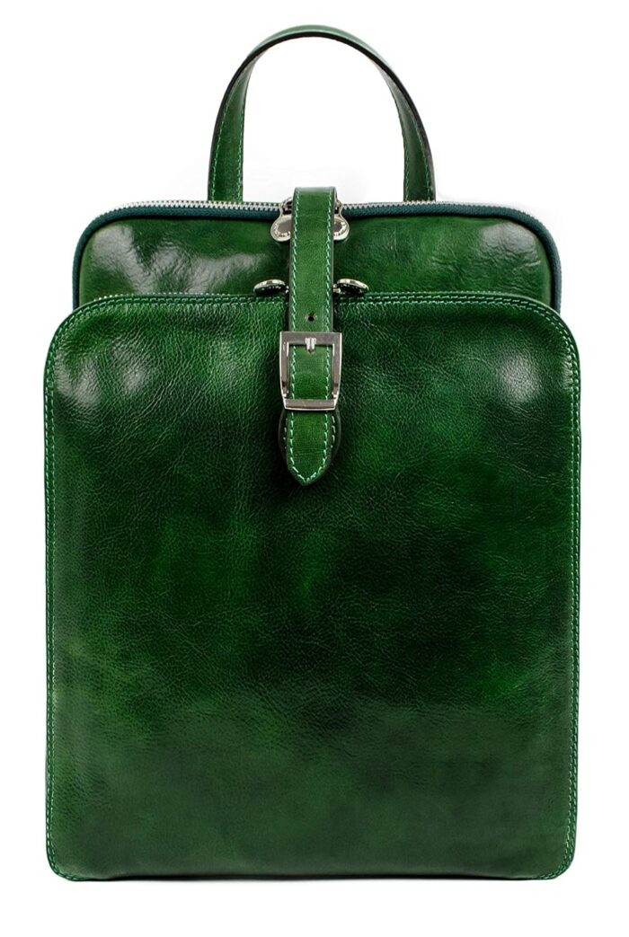 Time Resistance Leather Backpack Convertible to Shoulder Bag - Handmade For Laptops up to 12in Daybag Rucksack