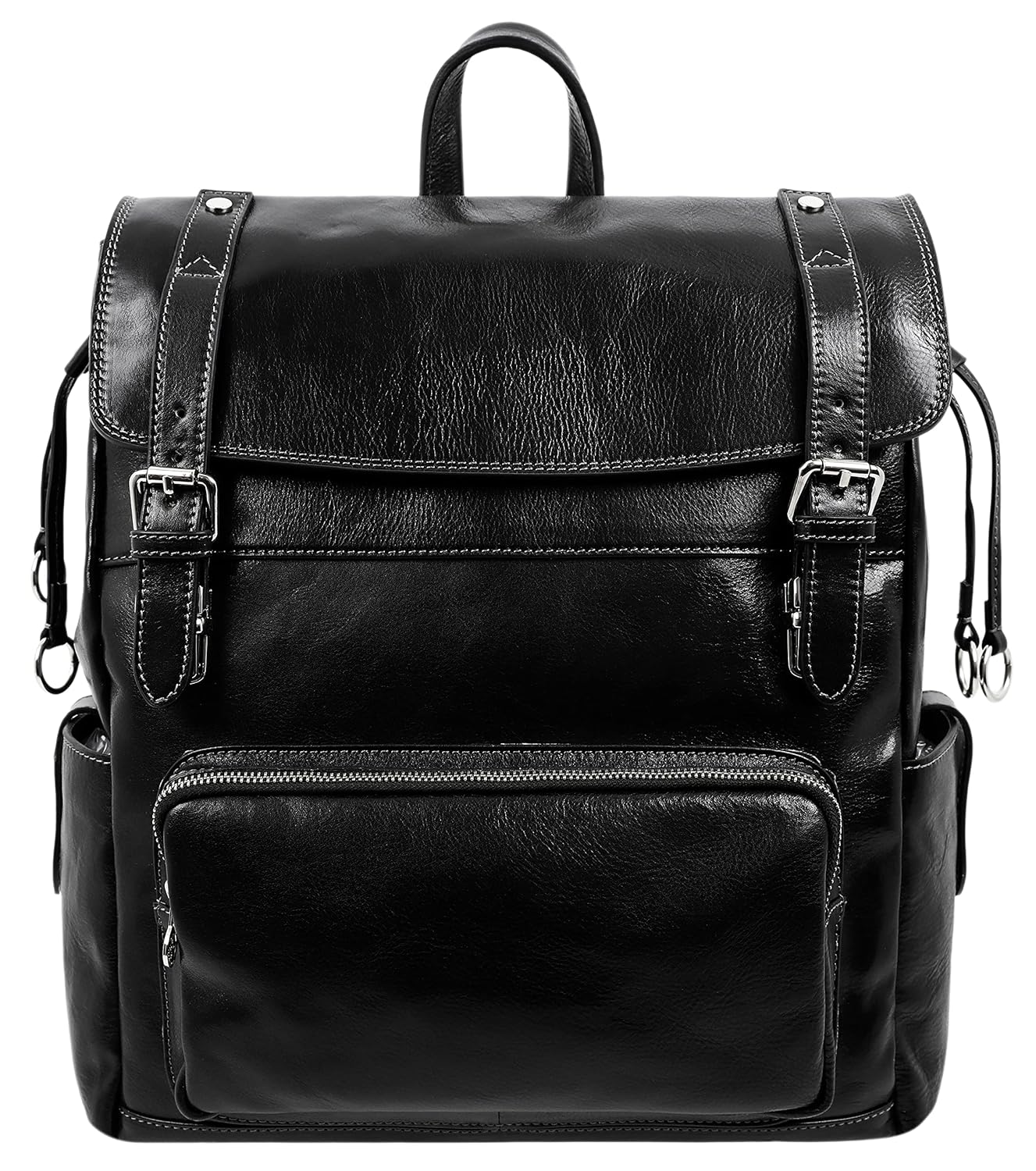 Time Resistance Leather Backpack – Full Grain Real Leather Travel Bag and Carry-On Rucksack (Black)