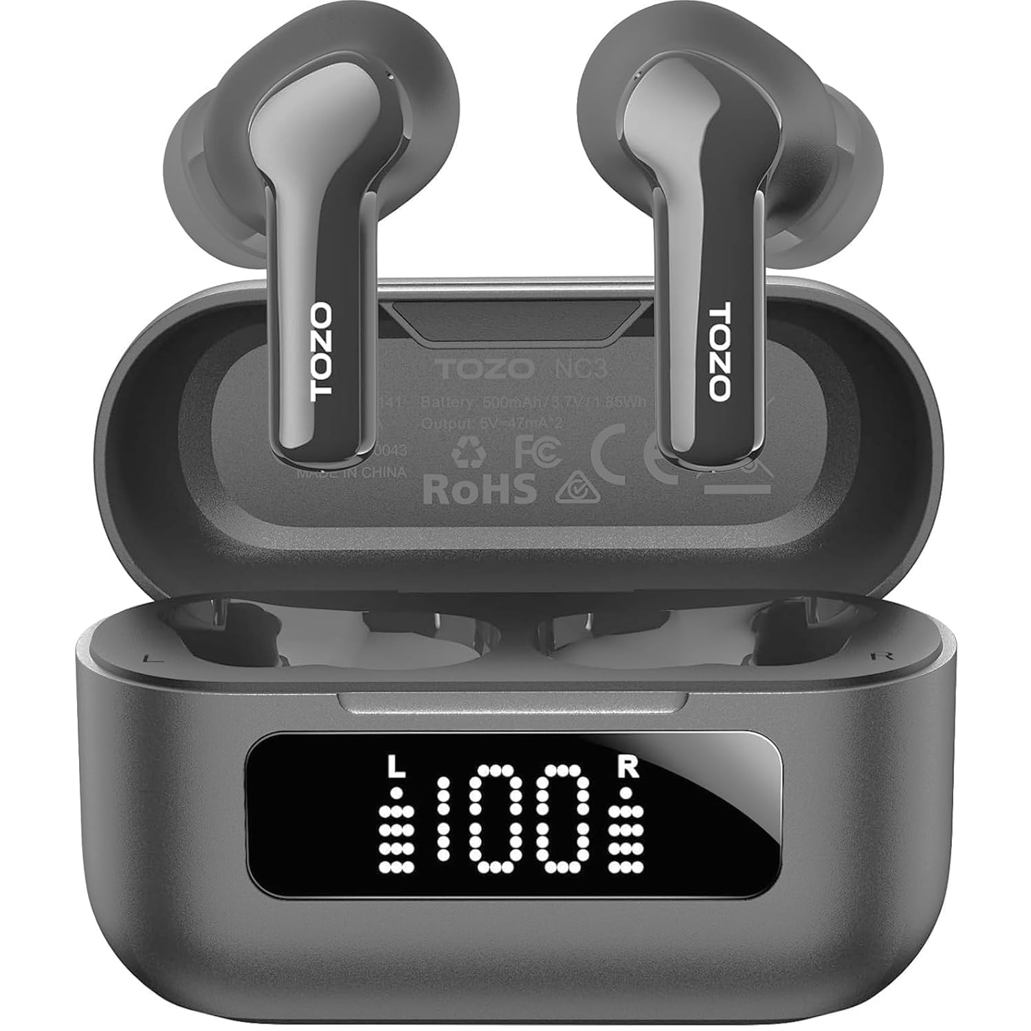 TOZO Hybrid Active Noise Cancelling Wireless Earbuds with 6 Mics AI Clear Call Ear Buds 55H Playtime with LED Display 32 Preset EQs via APP Bluetooth 5.3 IPX8 Waterproof in Ear…