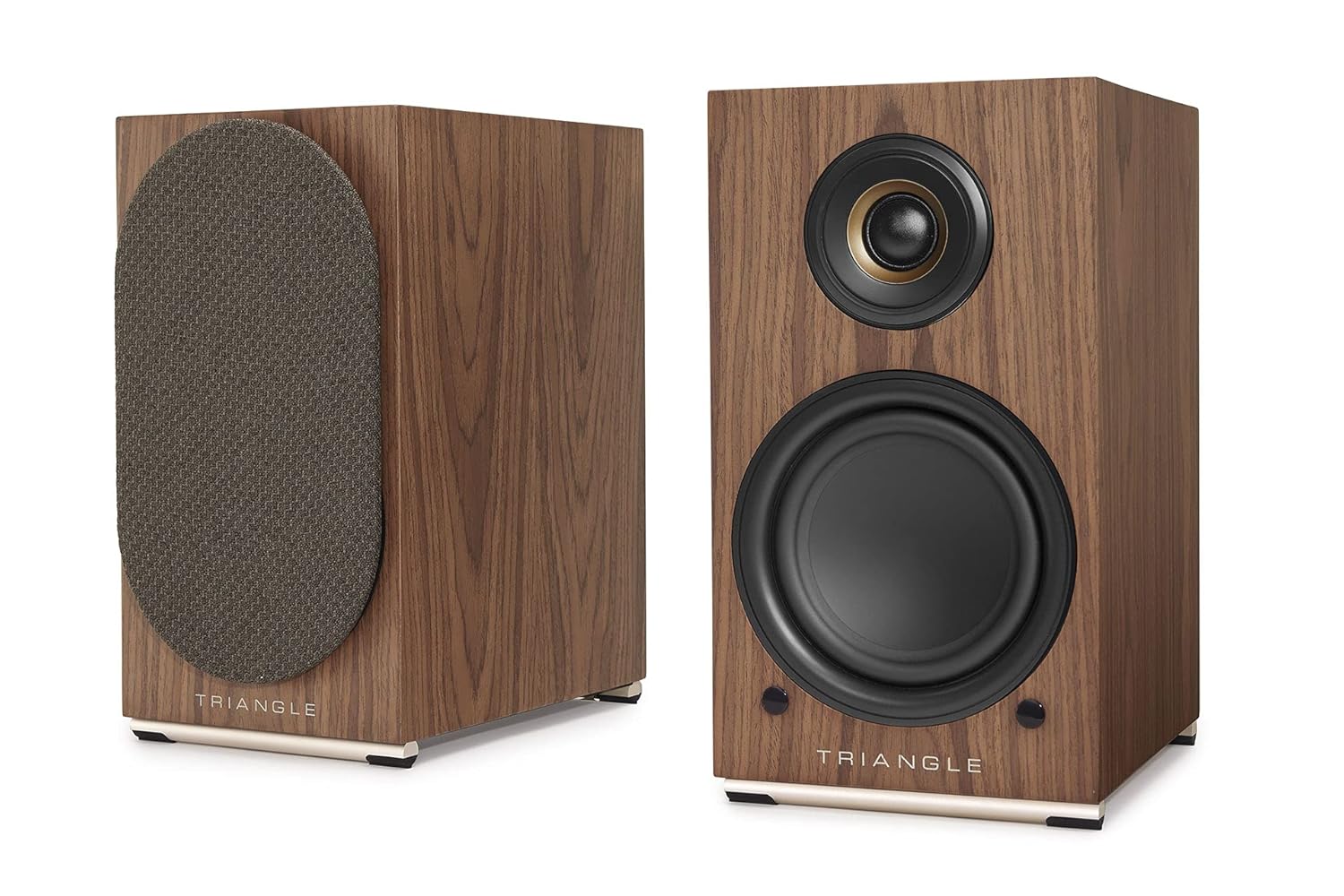 triangle – AIO Twin – Wi-Fi & Bluetooth Active Bookshelf Speakers with 2x50W Amplifier – HD Audio – Phono/Turntable + Optical TV Inputs – 165 x 304 x 235 mm – Brown Maple (Pair)