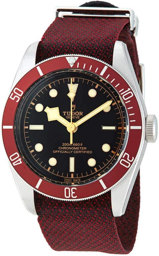 Tudor Heritage Black Bay Steel Case on Burgundy Fabric Strap Men's Watch M79230R-0009