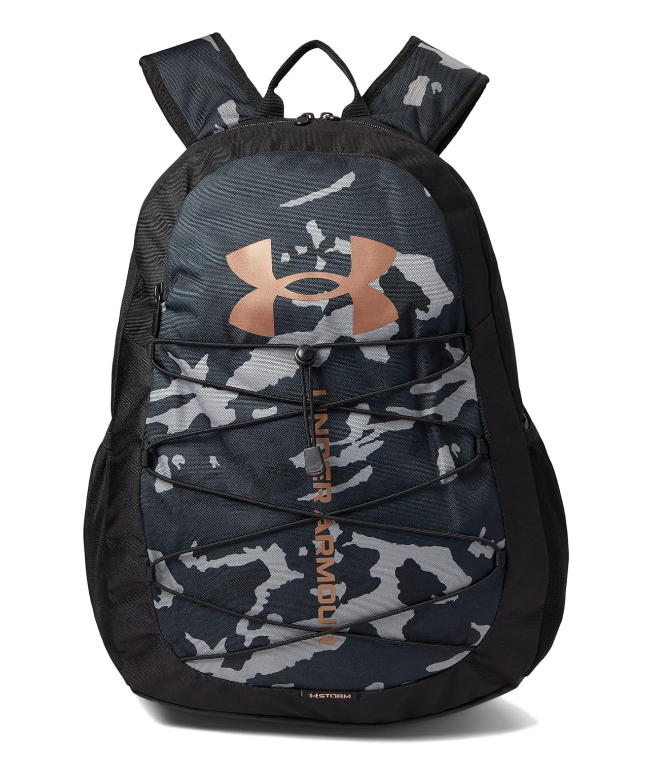 Under Armour Unisex-Adult Hustle Sport Backpack , (015) Black / Black / Metallic Light Copper , One Size Fits All