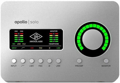Universal Audio Apollo Solo Heritage Edition Analog 2-in-/4-Out Thunderbolt 3 Bus Power Driven Audio Interface for Recording