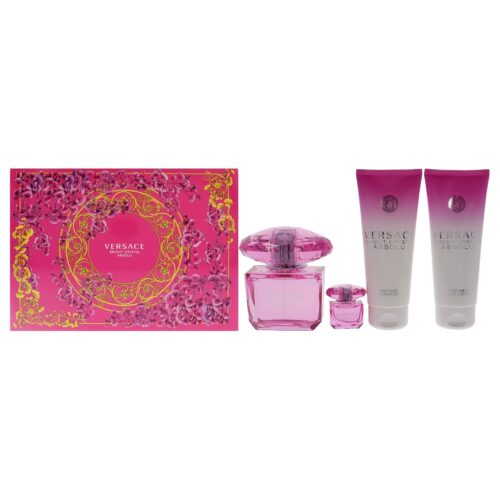 Versace Bright Crystal Absolu by Versace for Women - 4 Pc Gift Set 3oz EDP Spray,5ml EDP Spray Mini,3.4oz Shower Gel,3.4oz Body Lotion