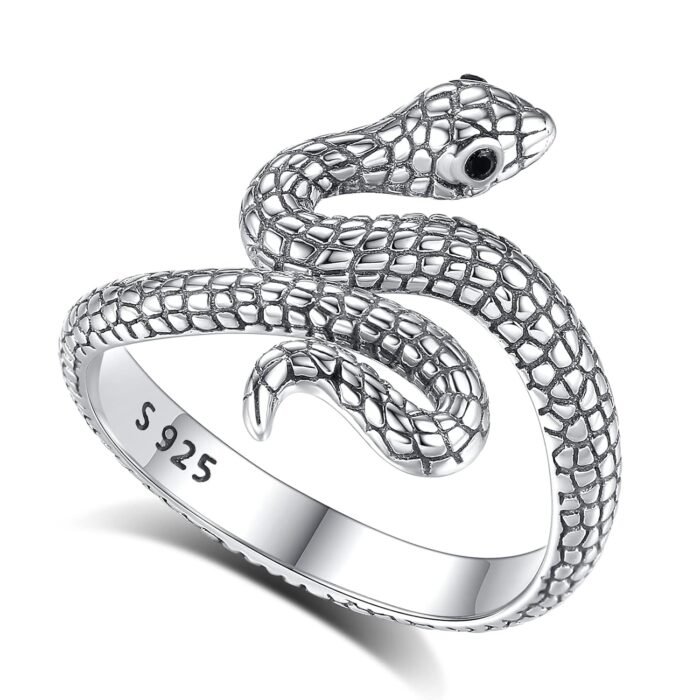 Vito Sterling Silver & 18k Gold Snake Ring for Women - Open Cool Snake Band Ring Jewelry Gift