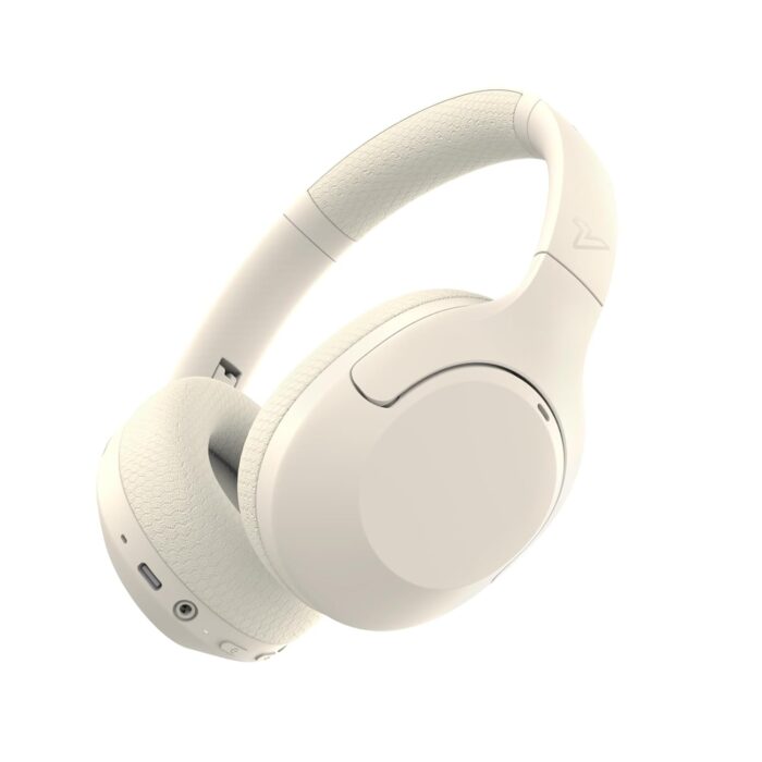 VOKALEN Hyper Pro Adaptive Active Noise-Cancelling Wireless Headphones, Bluetooth Over-Ear with Mic, 60H Playtime, Hi-Res Audio, Deep Bass, Custom EQ (Ivory White)