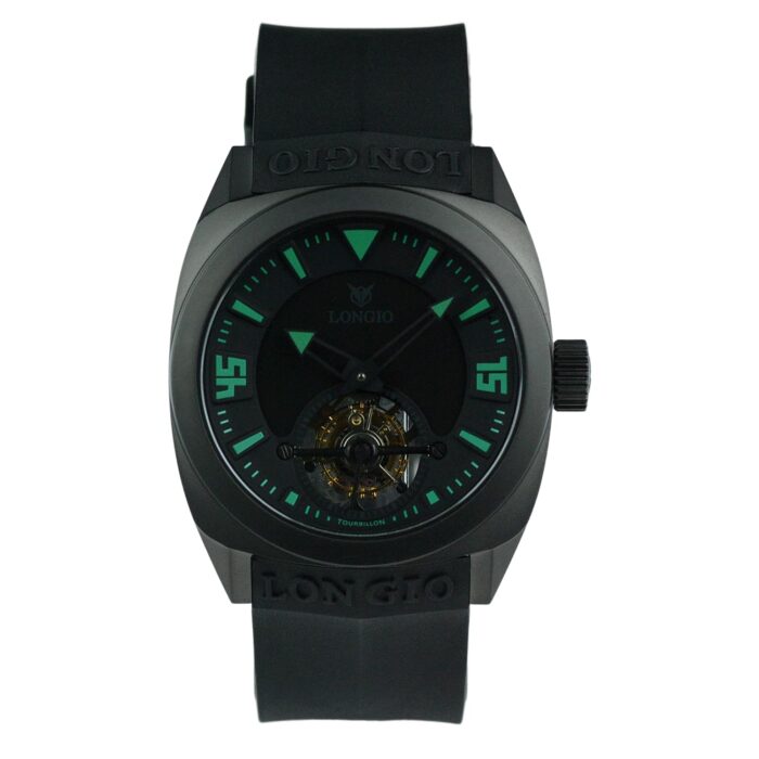 Volcan Tourbillon Watch – Limited Edition of 100, Mechanical Tourbillon 60-Second Rotation, 42mm Titanium DLC Case, High-Precision Horology, Black Rubber Strap – Luxury...