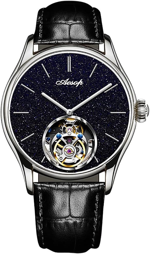 Waterproof Tourbillon 100% Real Diamond Flying Tourbillon Skeleton Mechanical Luxury Watches Wristwatch for Men Sapphire Leather Strap Silver