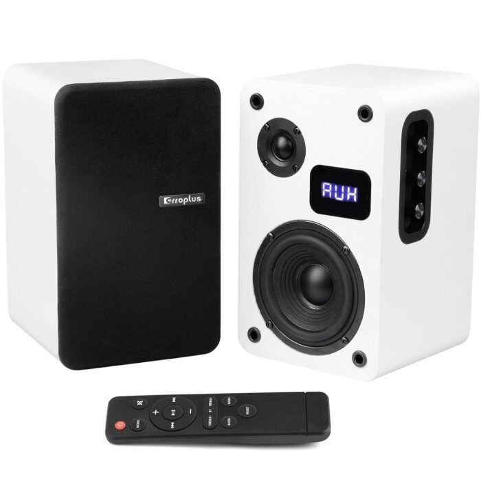 White Bookshelf Speakers Pair, 70W Powered Record Player Turntable Speakers Wired Optical/ARC/RCA/AUX/BT Input HiFi Stereo Speakers with 4" Woofer for Home TV Desktop PC Studio...