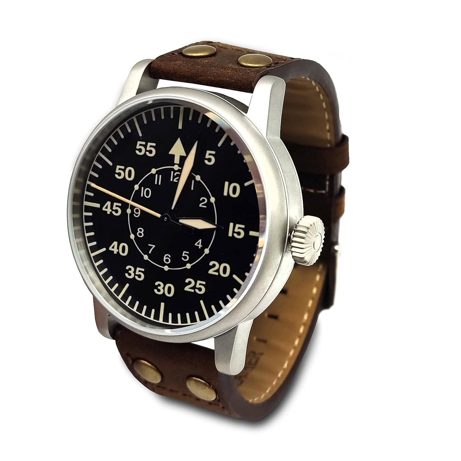 WW2 Military Watch – Vintage Luftwaffe Watch, Swiss-Quartz Movement with Genuine Leather Strap and 10 ATM Water Resistant. The Perfect WW2 Memorabilia. Mens Watches for Ever