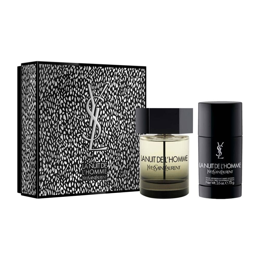 Yves Saint Laurent La Nuit De LHomme Men 2 Pc Gift Set 3.3oz EDT Spray, 2.6oz Deodorant Stick,3.3