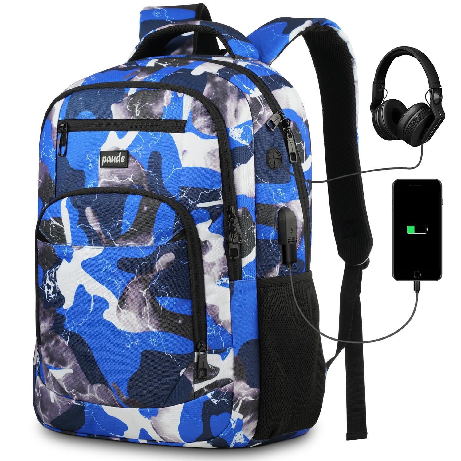 Backpack for Men,College Backpack High School Bookbag for Teen Boys Laptop Bookbag with USB Port